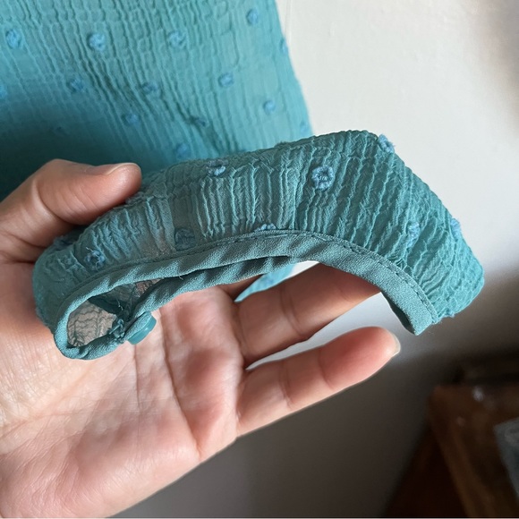 3/$40 Xl George Teal Blouse Sheer with lining raised polka dots - Picture 5 of 8